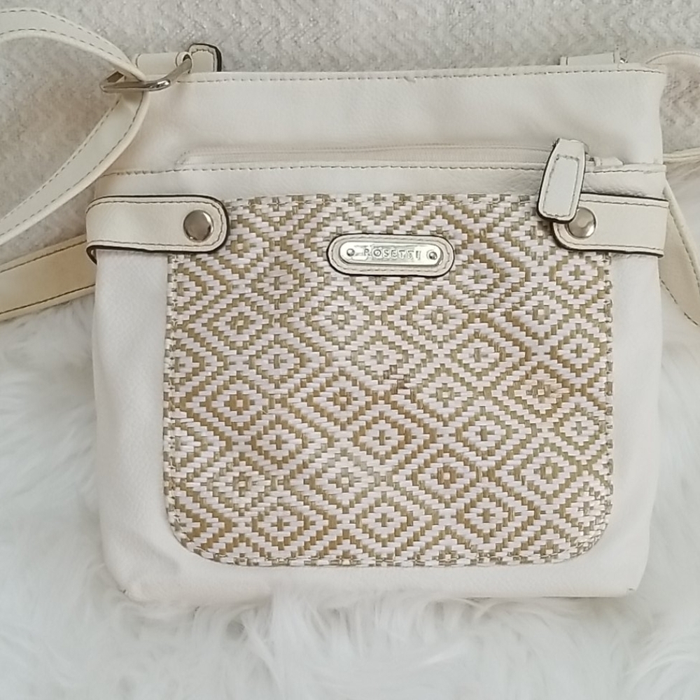 Rosetti white pebbled faux leather cross body bag
